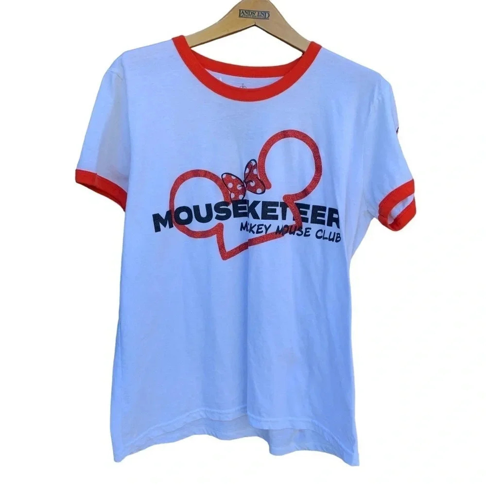 MICKEY Mouse Club MOUSEKETEER Ringer Tee T Shirt Womens size large
